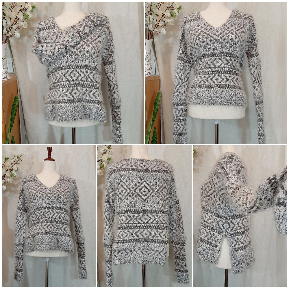 Abercrombie and Fitch Wool Gray Striped Sweater Women's, Size XS/S
